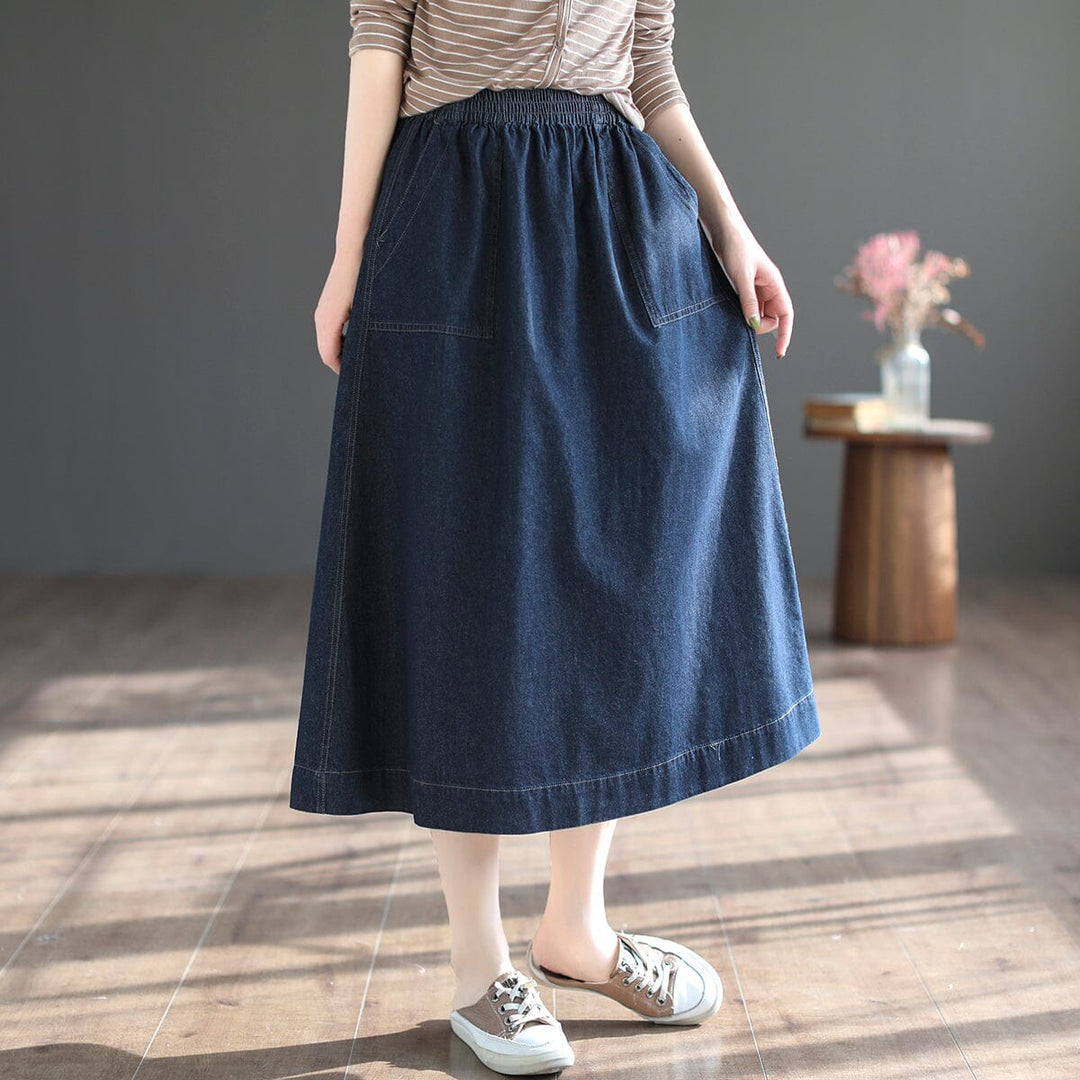 Spring Summer Casual A-Line Denim Skirt