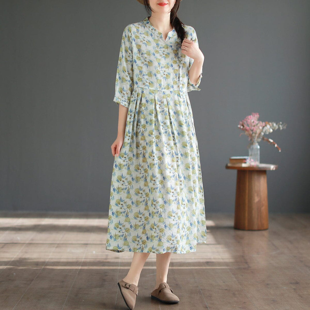 Women Summer Casual Floral Print Midi Dress