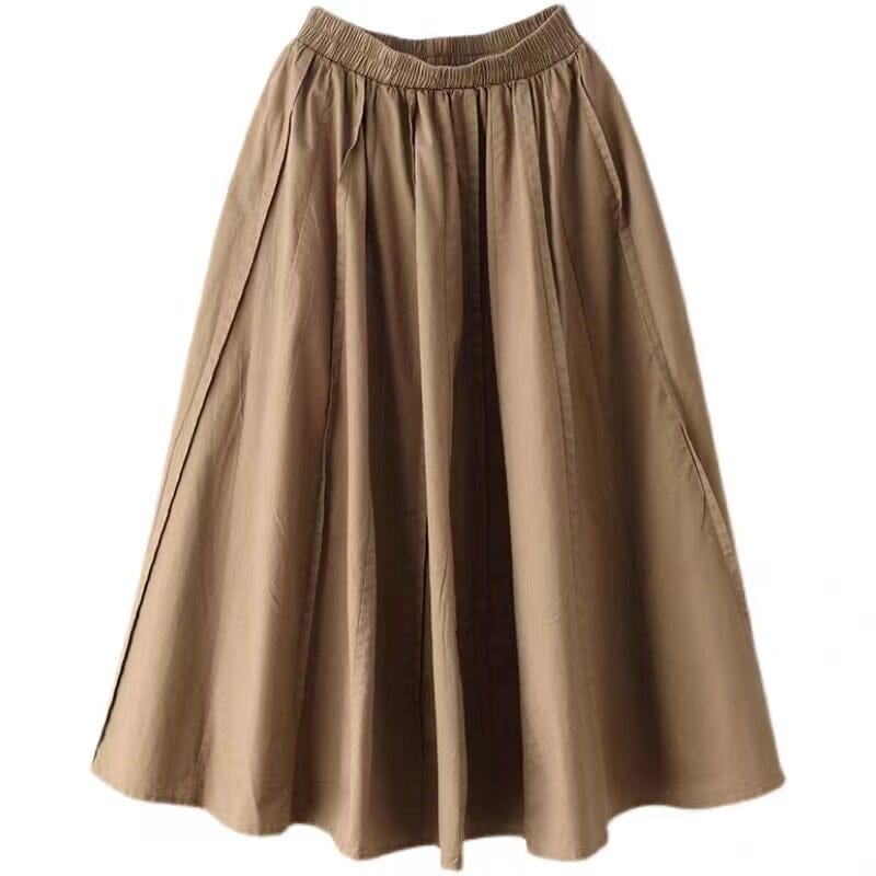 Spring Summer Cotton Solid Loose A-Line Skirt