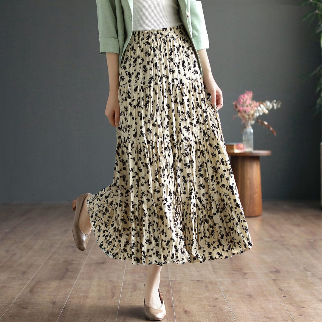 Spring Summer Floral Breathable Chiffon Skirt