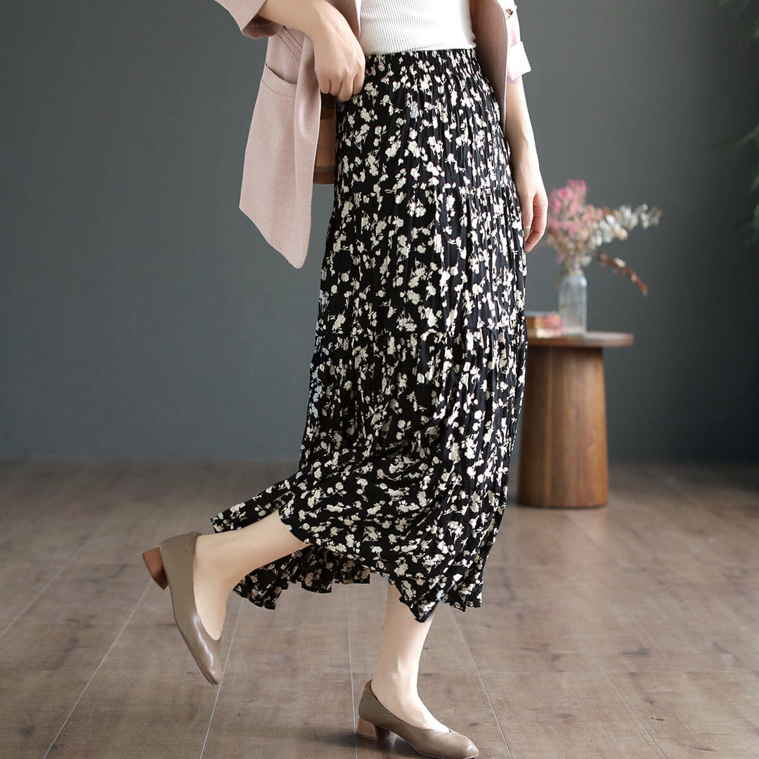 Women Summer Floral Breathable Chiffon Skirt