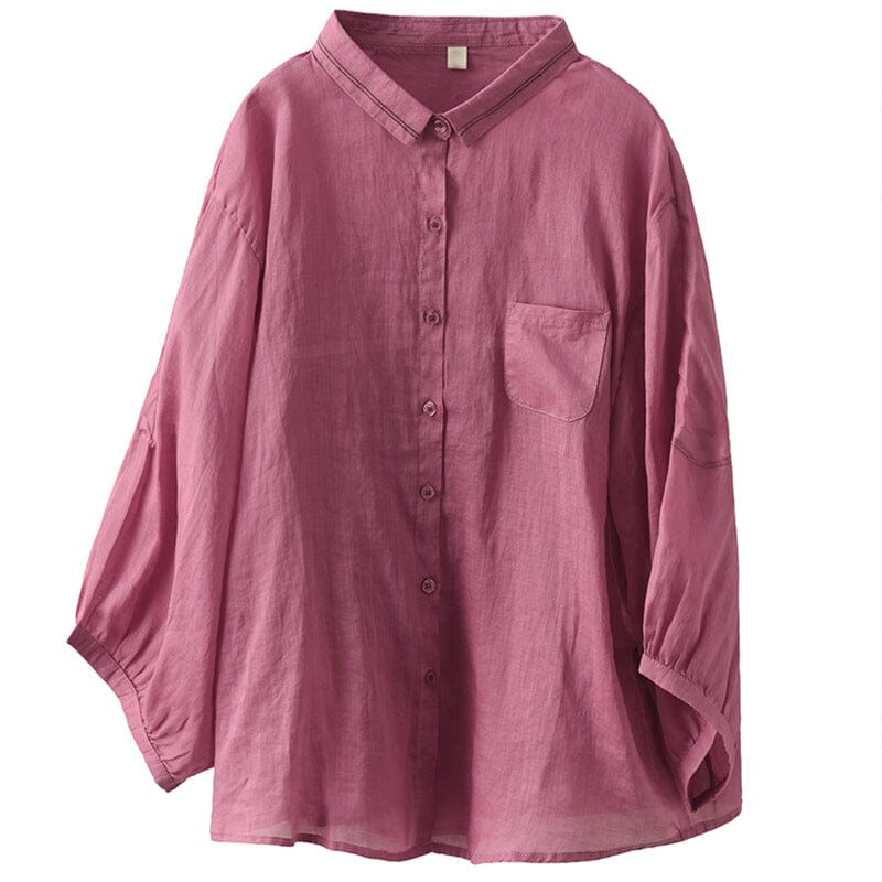 Spring Summer Loose Retro Linen Blouse