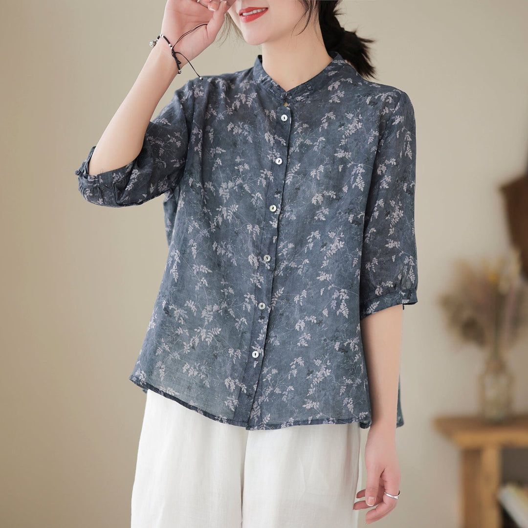 Spring Summer Retro Casual Cotton Blouse