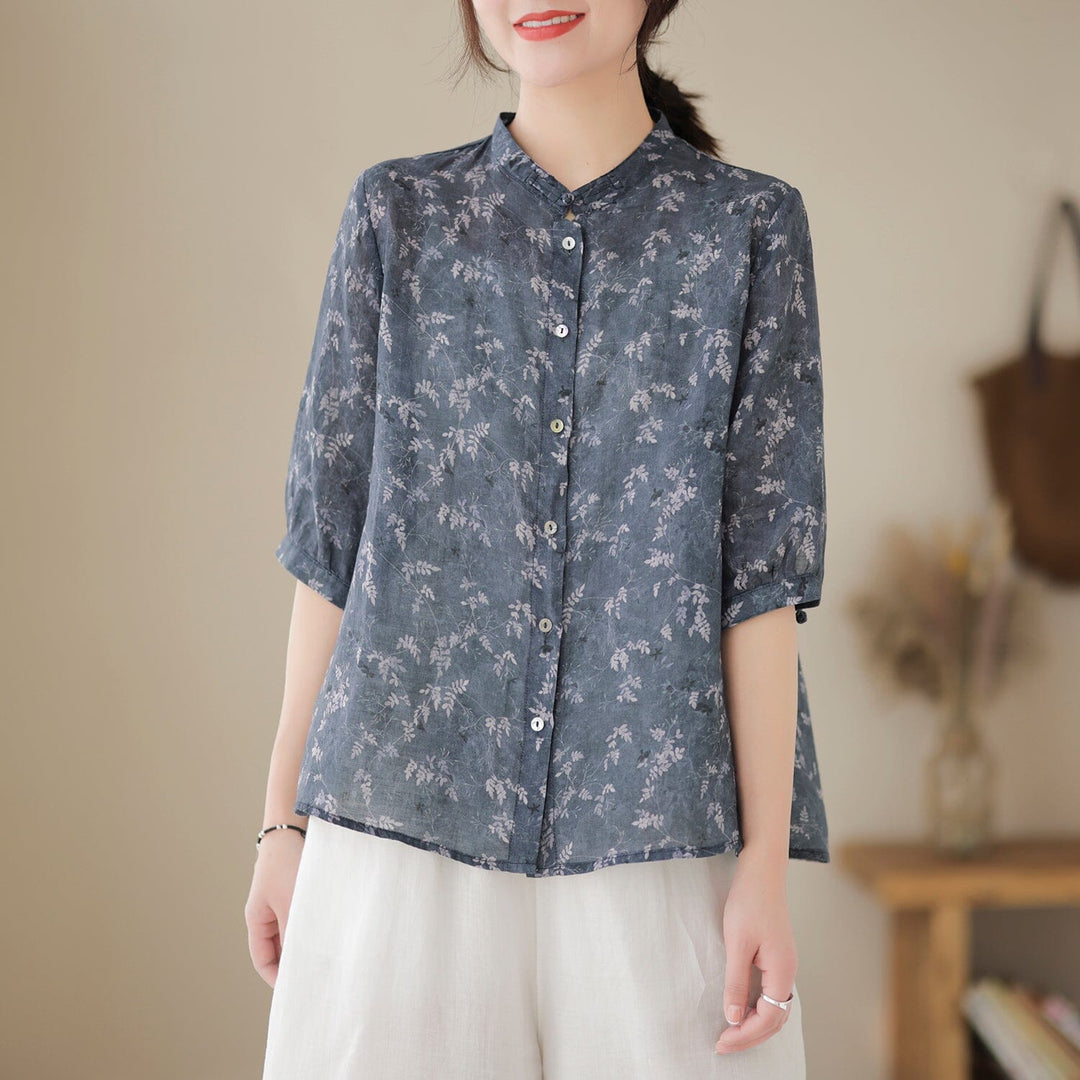 Spring Summer Retro Casual Cotton Blouse