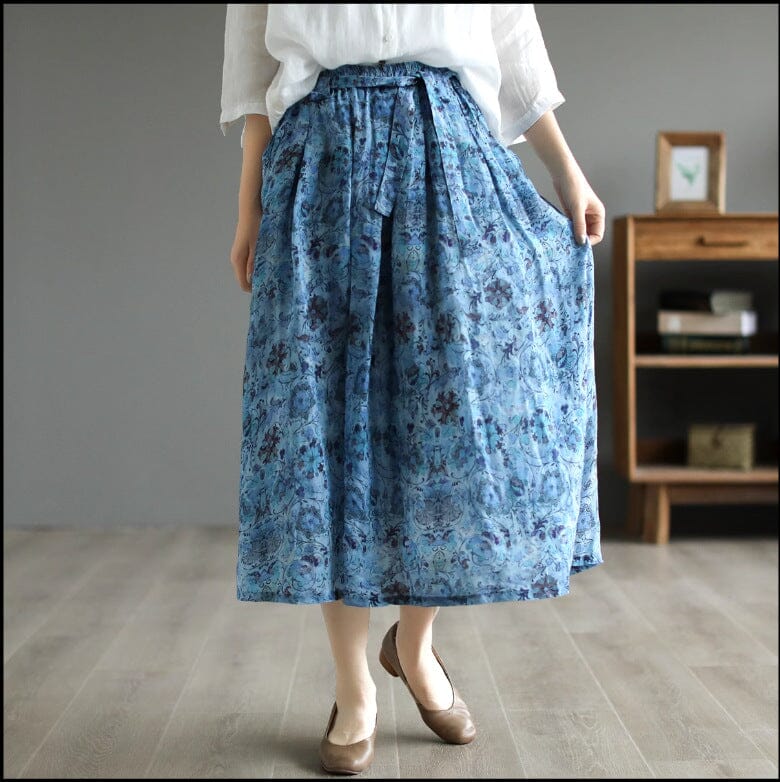 Spring Summer Retro Casual Floral Skirt