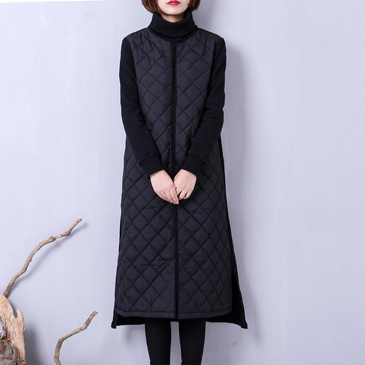 stylish black oversized long dress high neck cottonYZ-2018111432 - Omychic