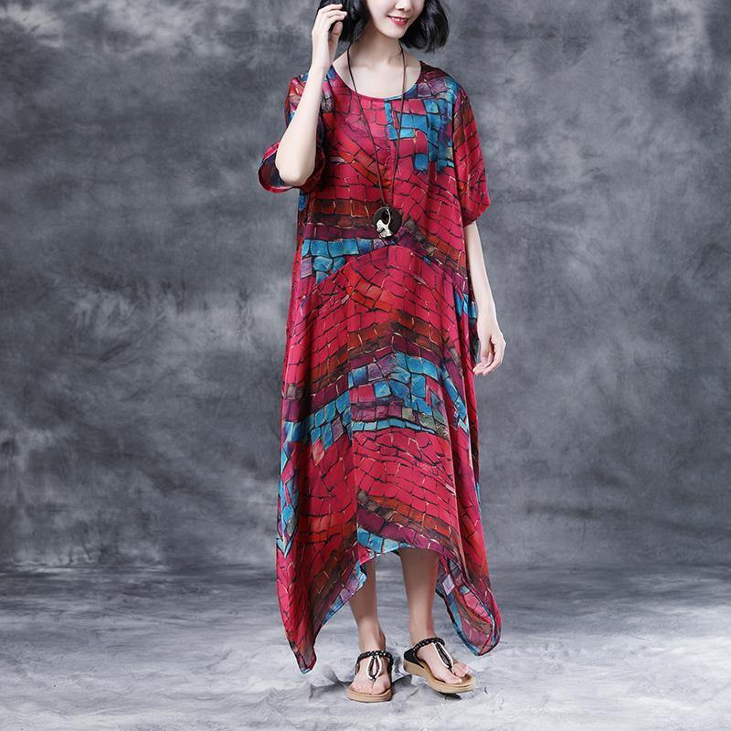 stylish cotton caftans oversized Short Sleeve Casual Two-piece Summer Long Dress - Omychic