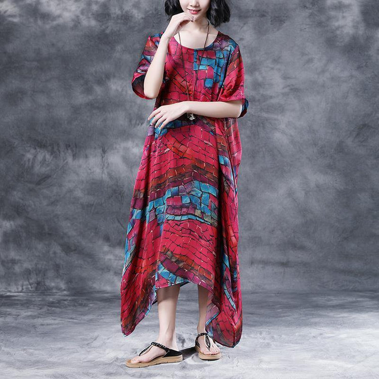 stylish cotton caftans oversized Short Sleeve Casual Two-piece Summer Long Dress - Omychic