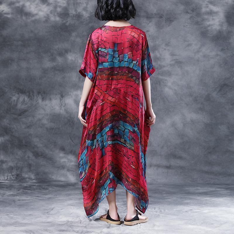stylish cotton caftans oversized Short Sleeve Casual Two-piece Summer Long Dress - Omychic