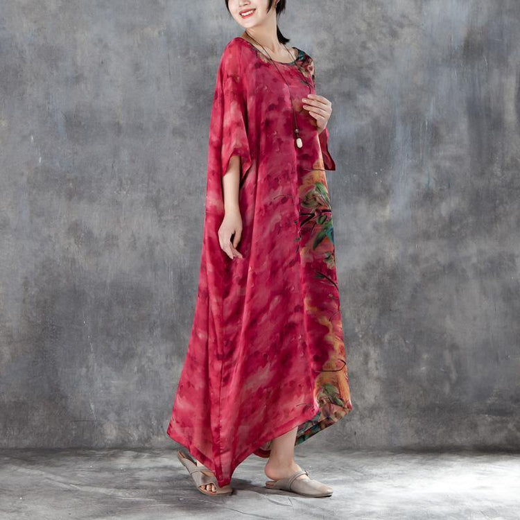 stylish natural cotton dress  stylishCasual Short Sleeve Two-piece Flower Long Dress - Omychic