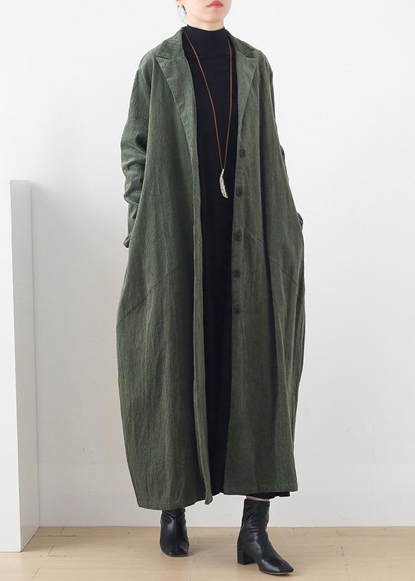 suit collar Fashion striped outfit green loose outwears - Omychic