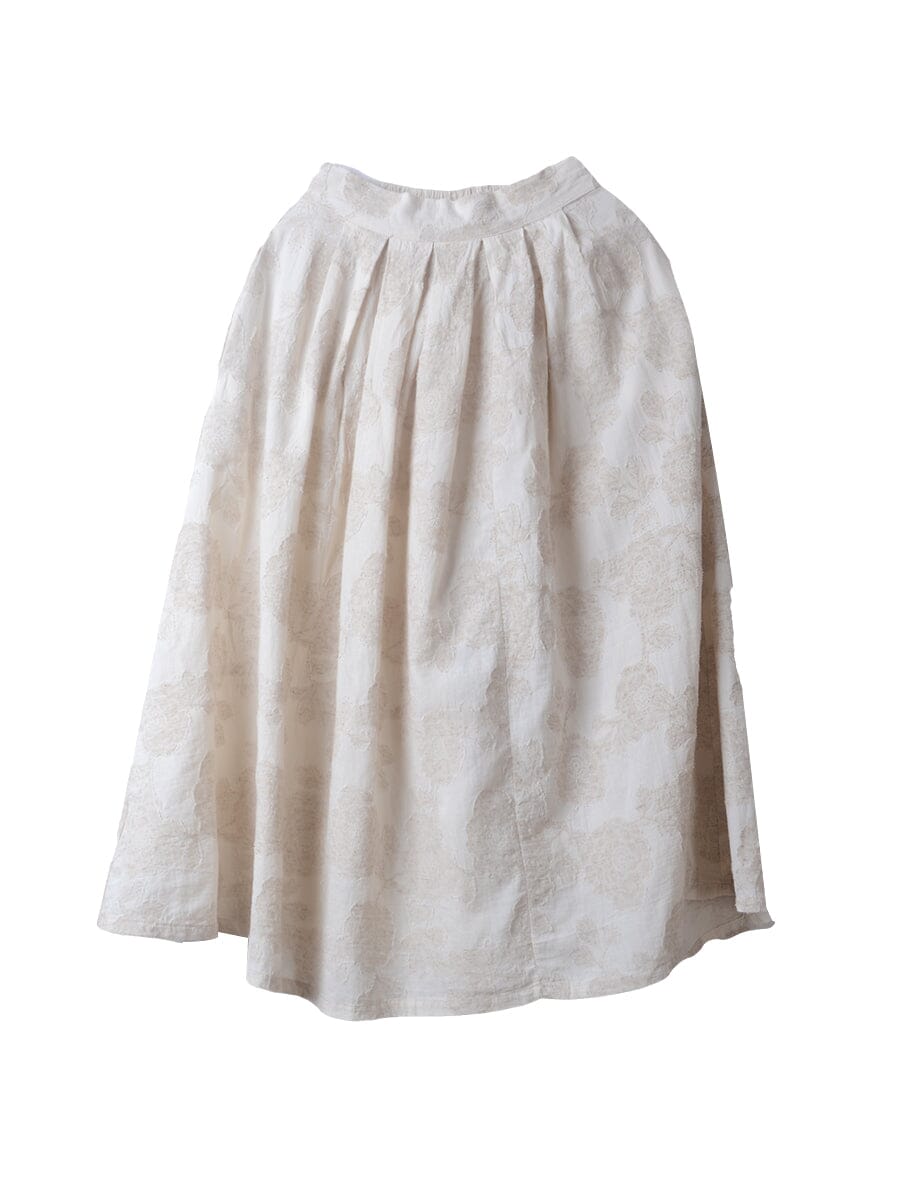 Retro A-Line Cotton Linen Figured Skirt