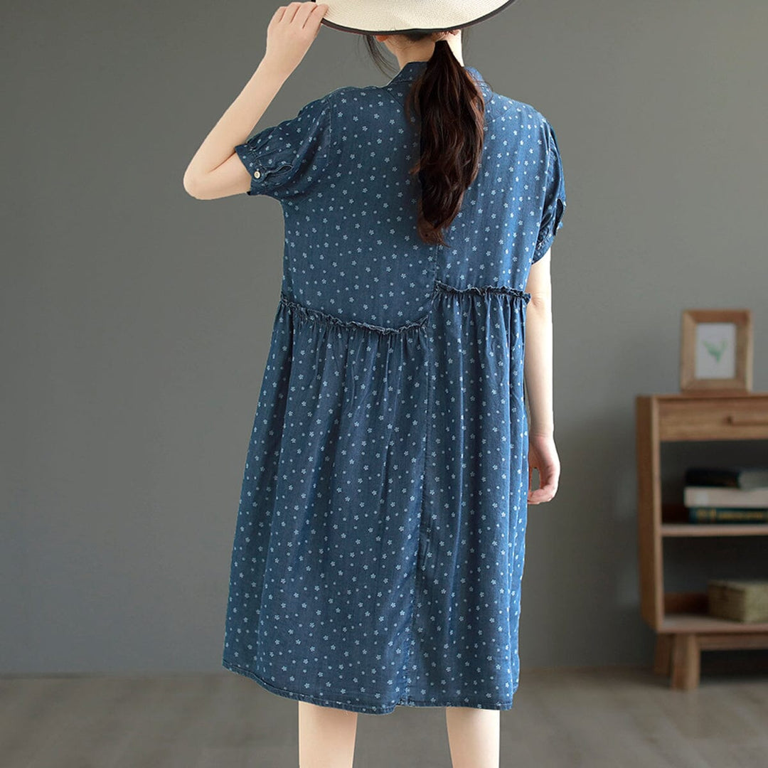 Summer Casual Fashion Floral Denim Dress