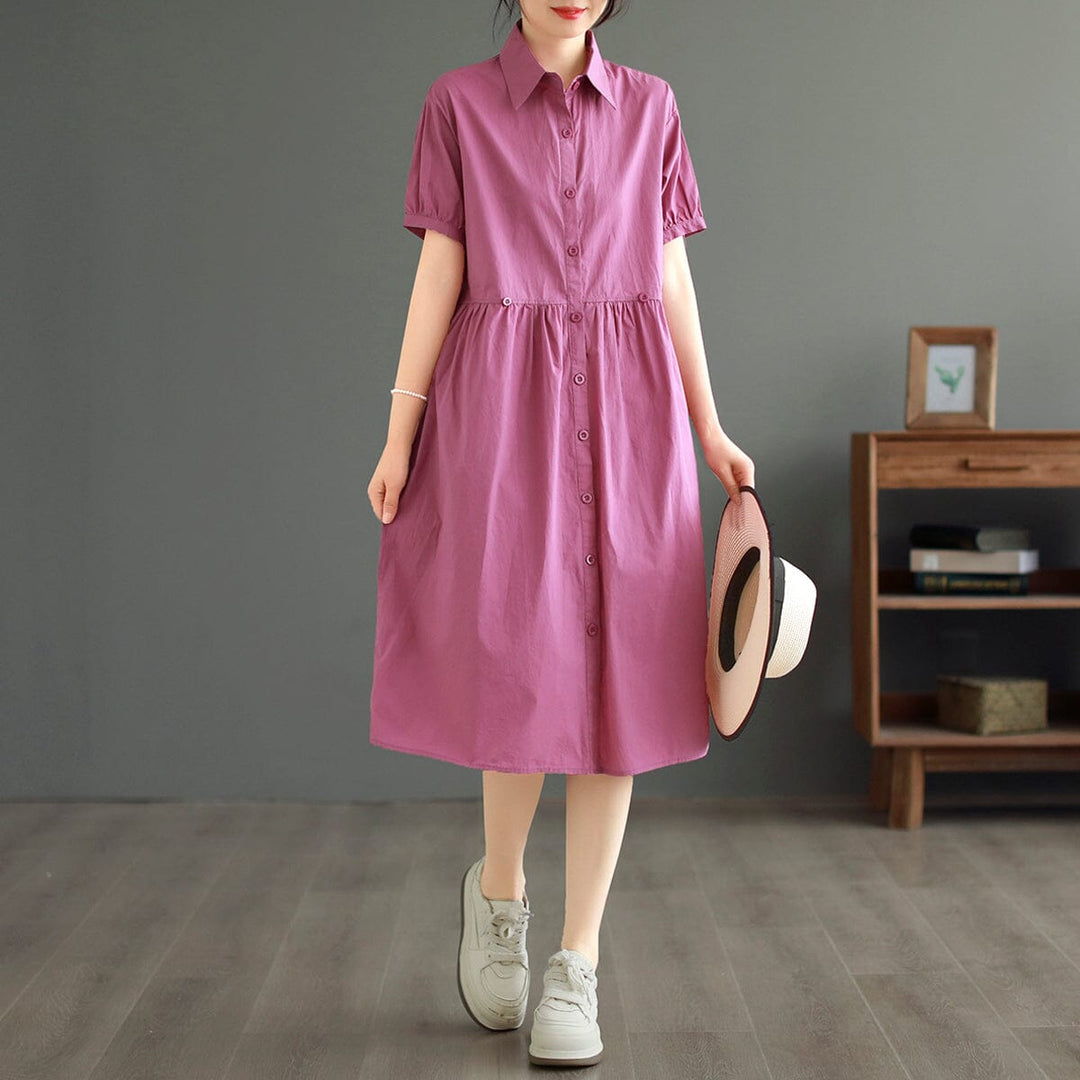 Summer Casual Loose Solid Cotton Dress