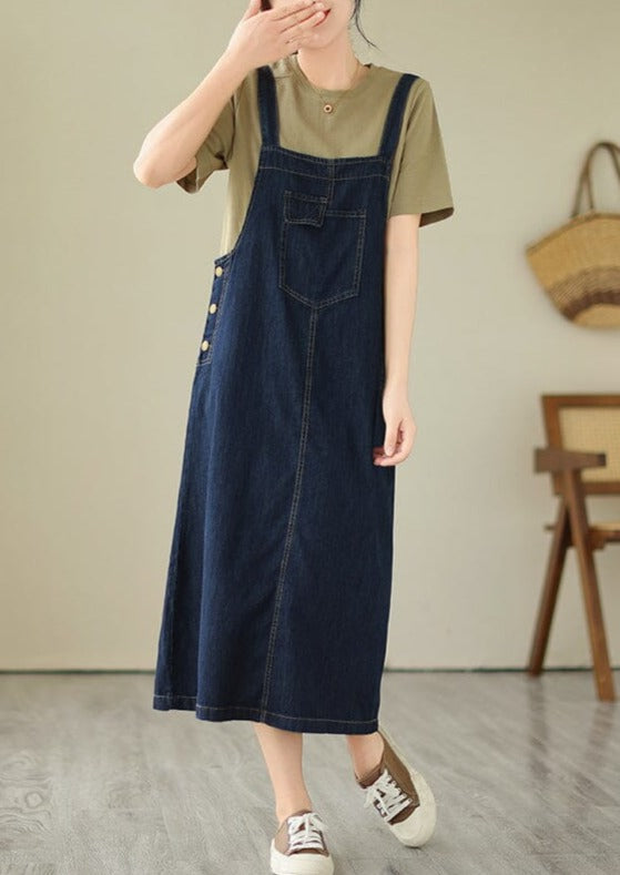 Plus Size Minimalist Denim Strap Dress Sleeveless Summer