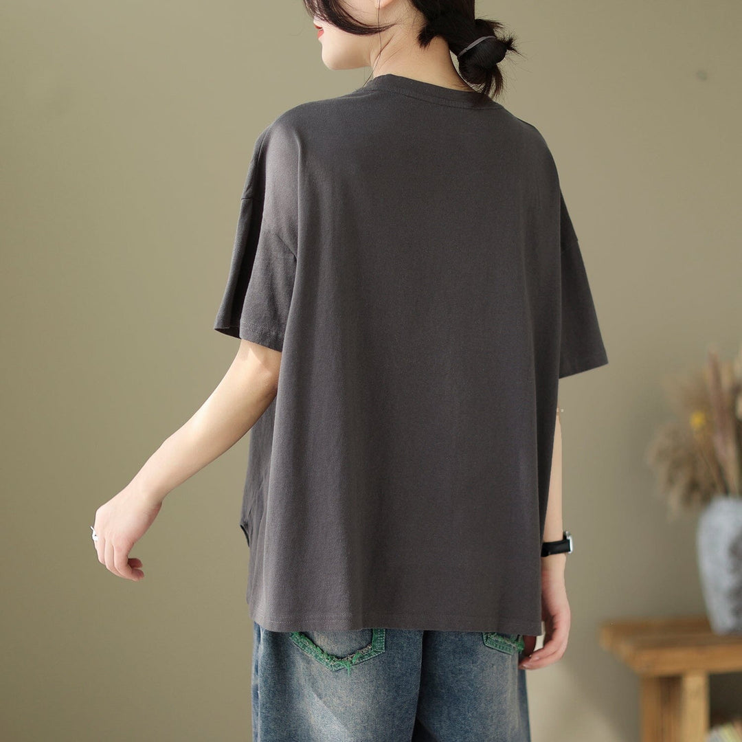 Summer Casual Pocket Solid Cotton Linen T-Shirt