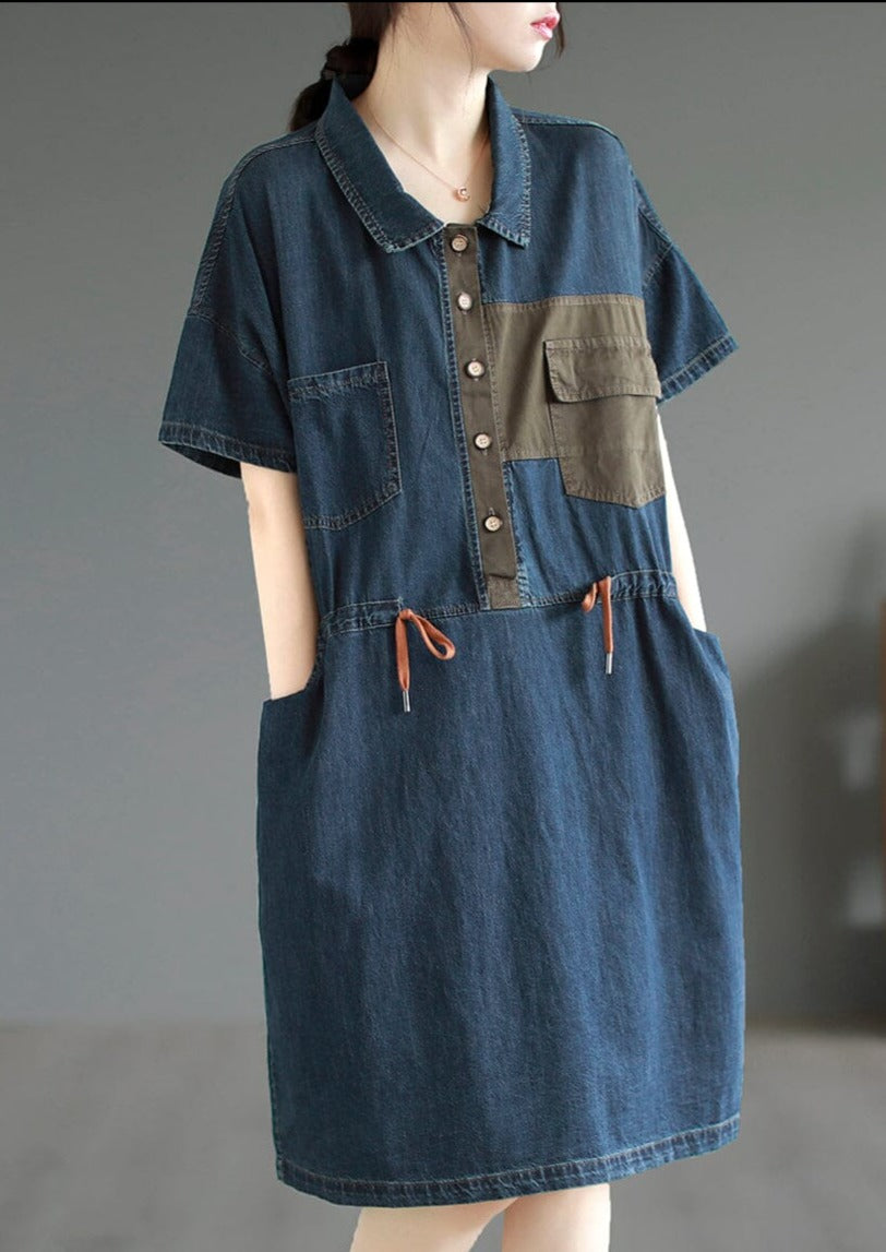 Loose Casual Summer Cotton Denim Mini Dress