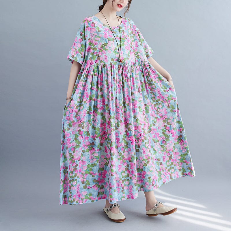 Plus Size Summer Loose Casual Floral Dress
