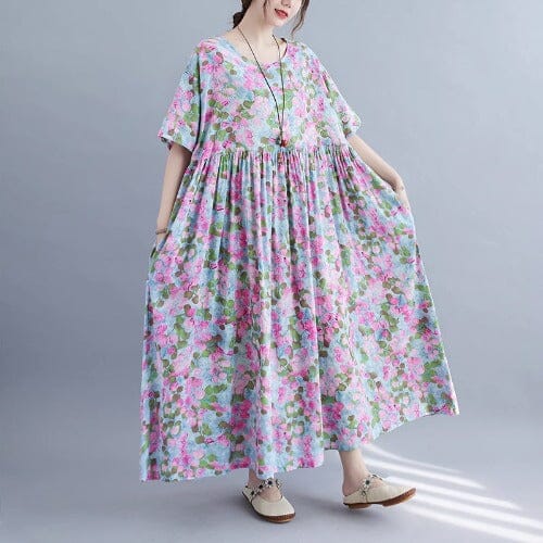 Plus Size Summer Loose Casual Floral Dress