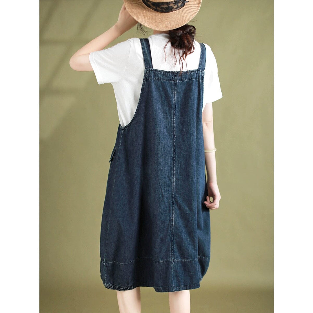 Summer Minimalist Stripe Denim Mini Dress Sleeveless