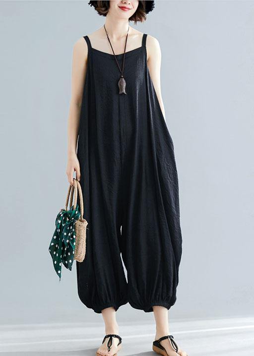 Summer New Plus Size Cotton High Waist Casual Jumpsuit