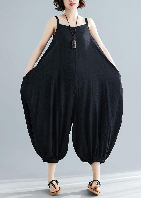 Summer New Plus Size Cotton High Waist Casual Jumpsuit