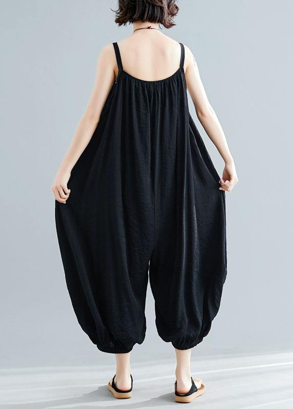 Summer New Plus Size Cotton High Waist Casual Jumpsuit