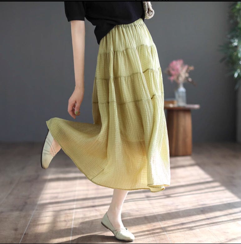 Summer Patchwork Casual Loose A-Line Skirt