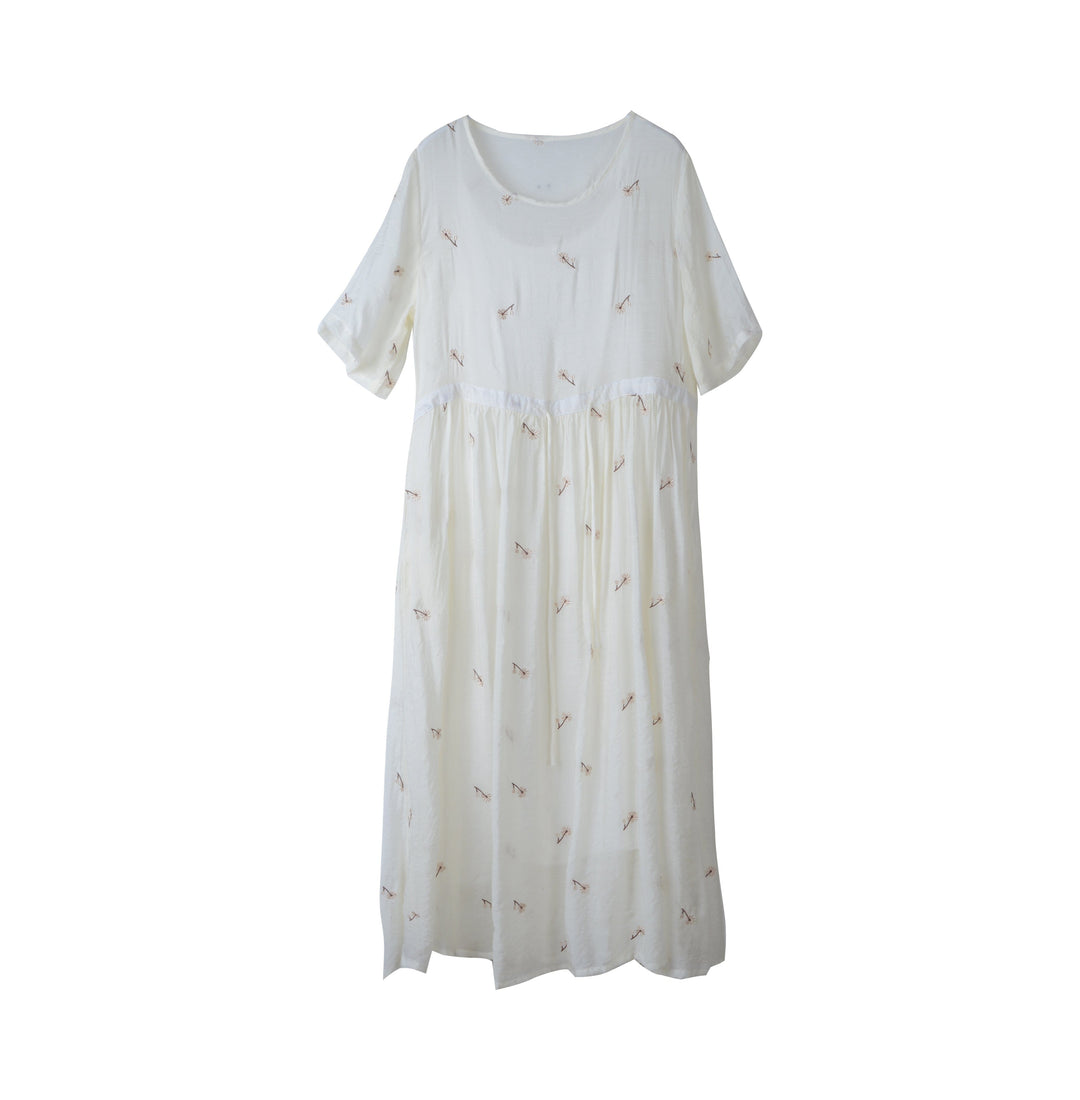 Loose Retro Casual Embroidery Dress Summer