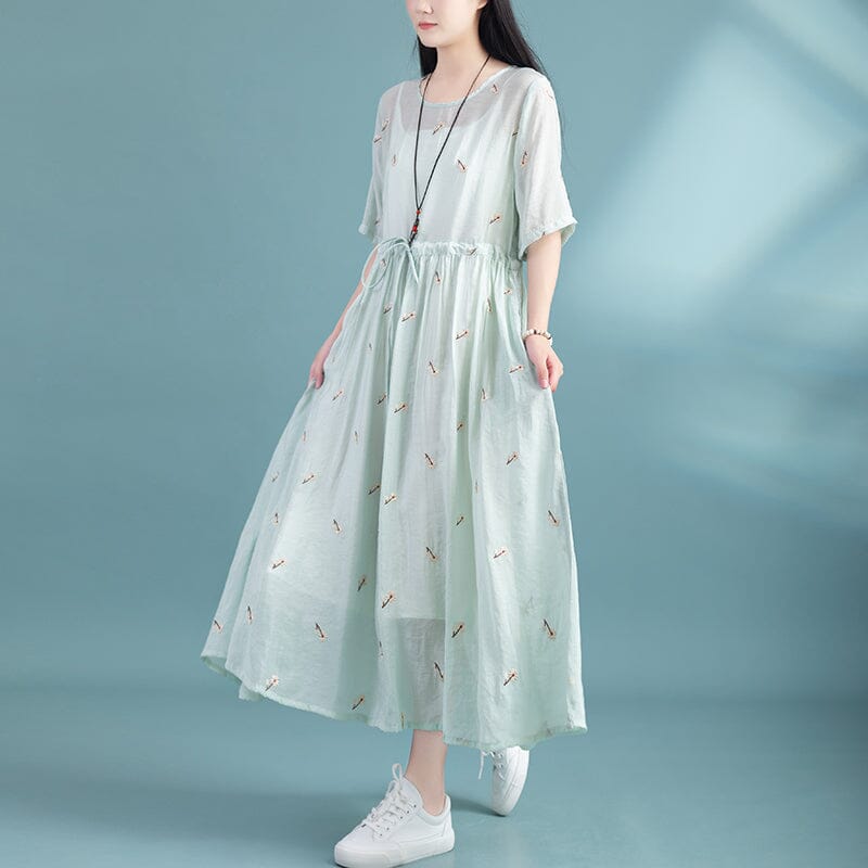 Loose Retro Casual Embroidery Dress Summer - Omychic
