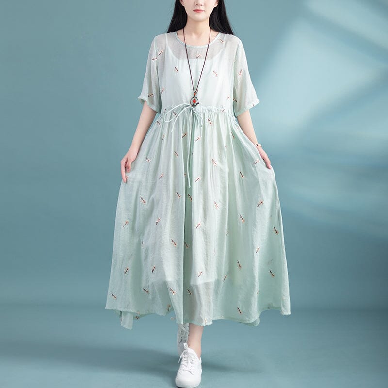 Loose Retro Casual Embroidery Dress Summer - Omychic