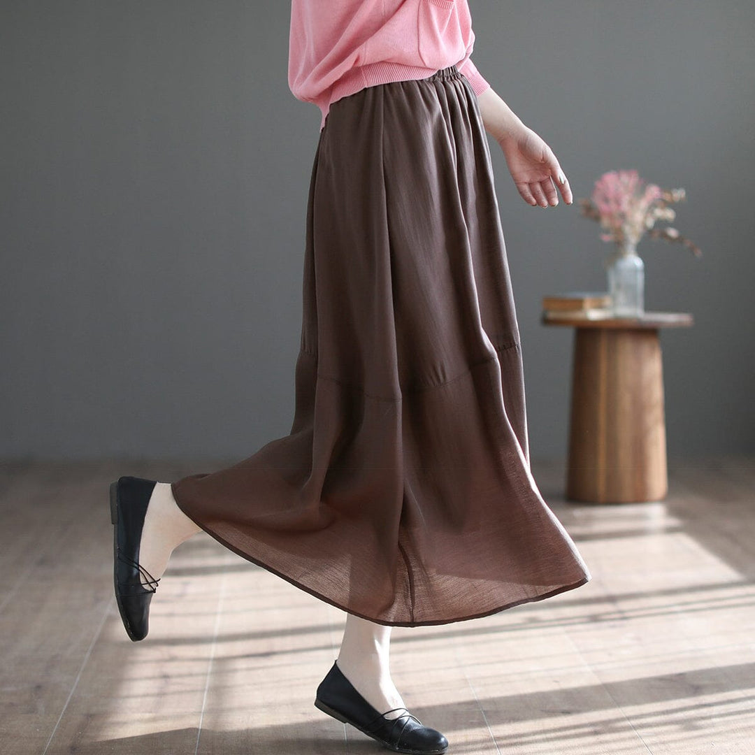 Summer Retro Casual Mesh Linen A-Line Skirt