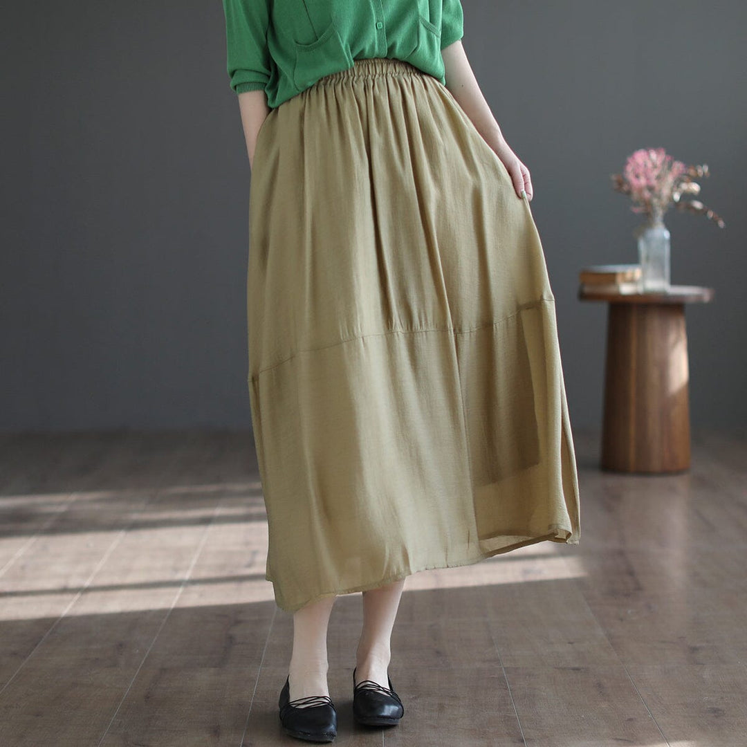Summer Retro Casual Mesh Linen A-Line Skirt