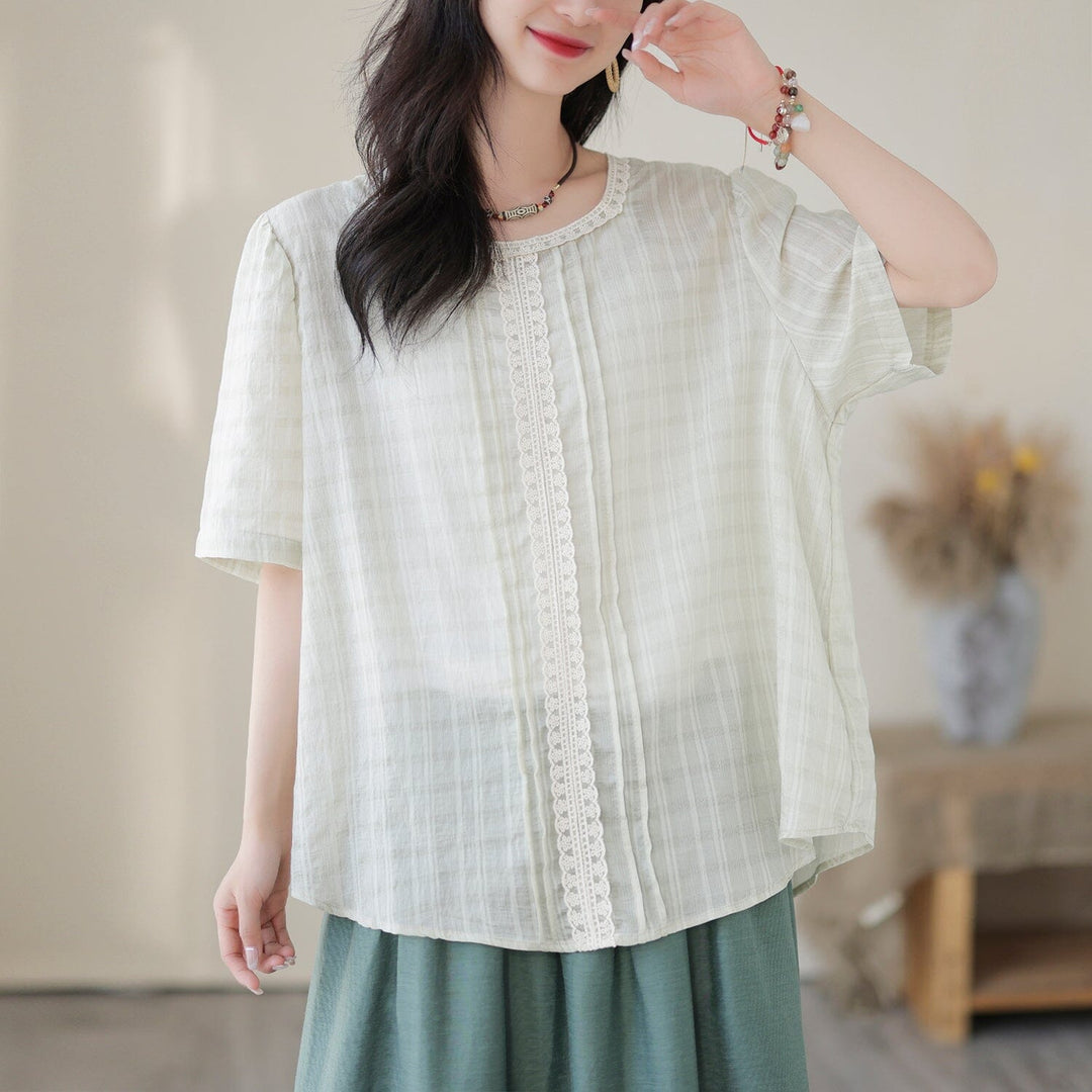 Summer Retro Loose Casual Cotton Thin T-Shirt