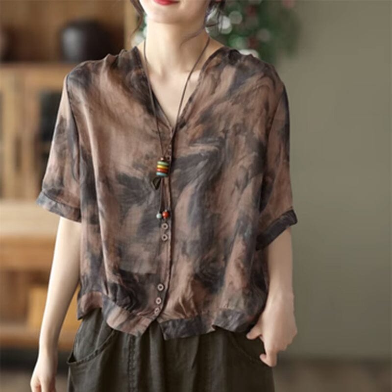 Summer Retro Loose Thin Linen Blouse