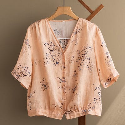 Summer Retro Loose Thin Linen Blouse