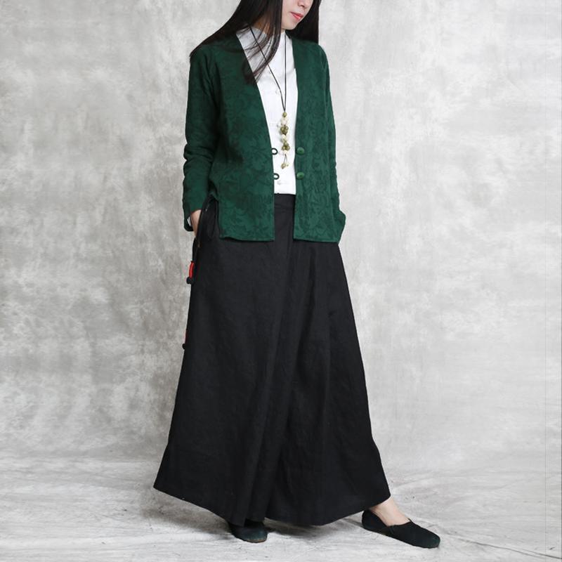 summer asymmetric black linen pants plus size casual wrinkled wide leg pants - Omychic