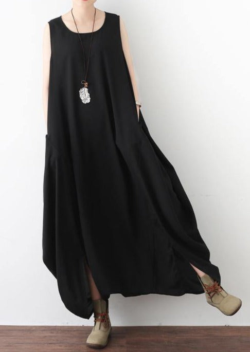 summer black stylish chiffon sleeveless jumpsuit pants plus size casual crop harem pants - Omychic