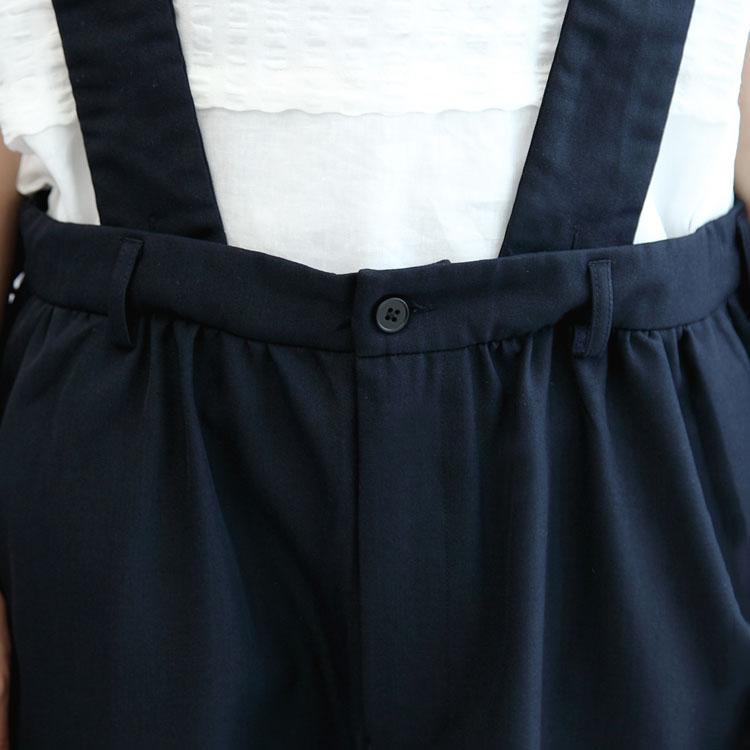 summer navy stylish cotton hot pants loose casual jumpsuit shorts - Omychic