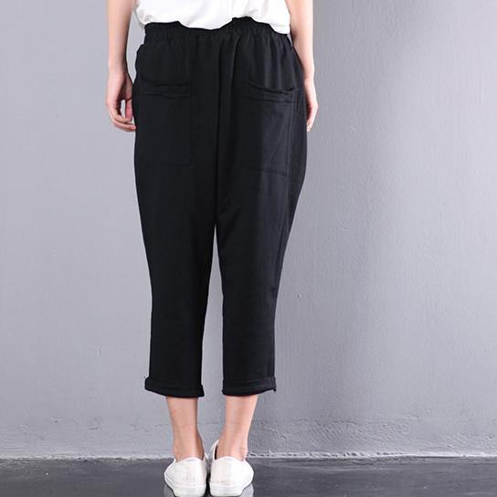 summer new black loose alphabet print cotton pants oversize slim casual pants - Omychic