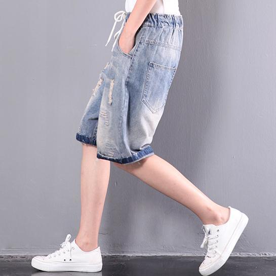 summer new stylish cotton jeans plus size casual ripped jeans - Omychic