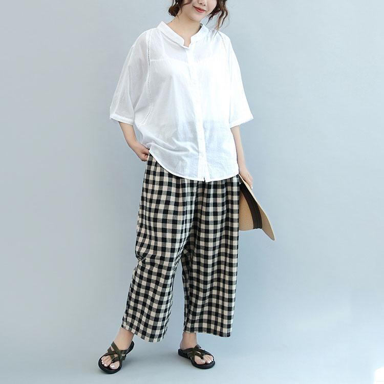 summer white hollow out stylish cotton blouse oversize casual shirt - Omychic