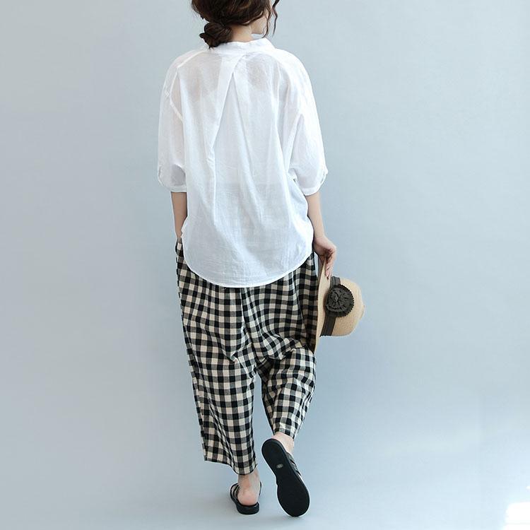 summer white hollow out stylish cotton blouse oversize casual shirt - Omychic