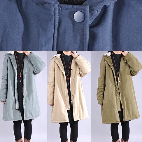 thick army green winter parkas plus size clothing snow jackets hooded zippered coats - Omychic