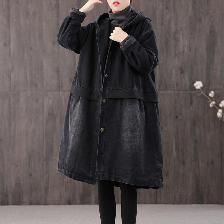 thick denim black Parkas for women plus size clothing winter coats hooded warm - Omychic