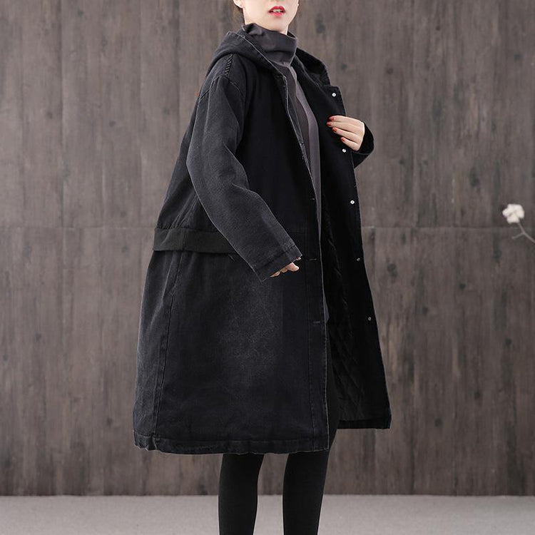 thick denim black Parkas for women plus size clothing winter coats hooded warm - Omychic