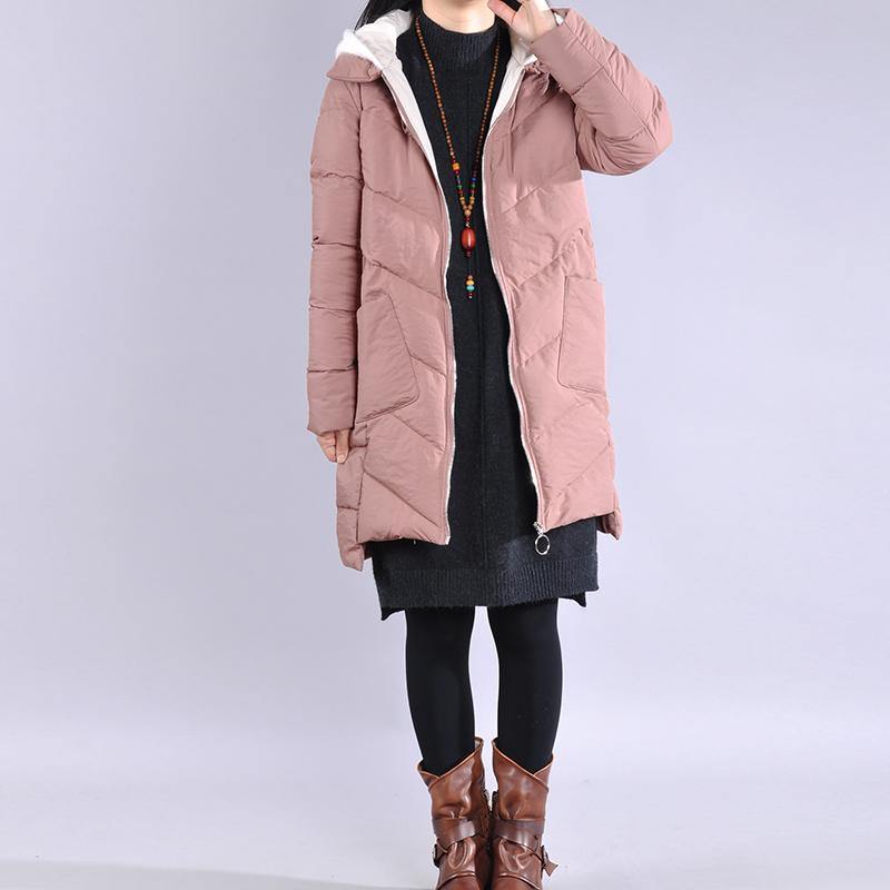 thick pink winter outwear trendy plus size warm winter coat winter hooded overcoat - Omychic