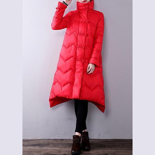 thick red women Loose fitting lapel warm winter coat YZ-2018111441 - Omychic