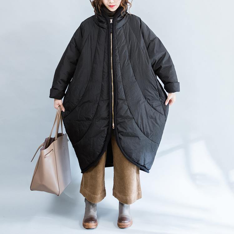 thick black down jacket oversized zippered Parka Luxury warm - Omychic