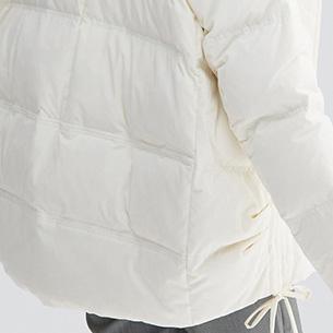 top quality beige white duck down coat plus size side tie snow jackets hooded winter outwear - Omychic